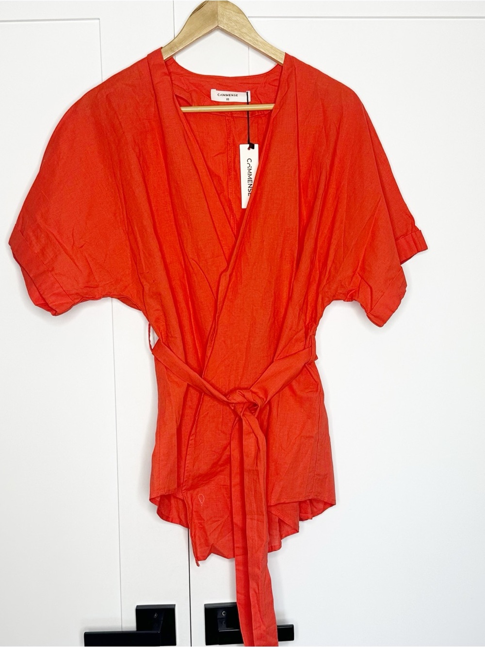 Commense Two Pants Set XS Cotton Linen orange Oversized Boho NEW resort summer - Picture 7 of 16